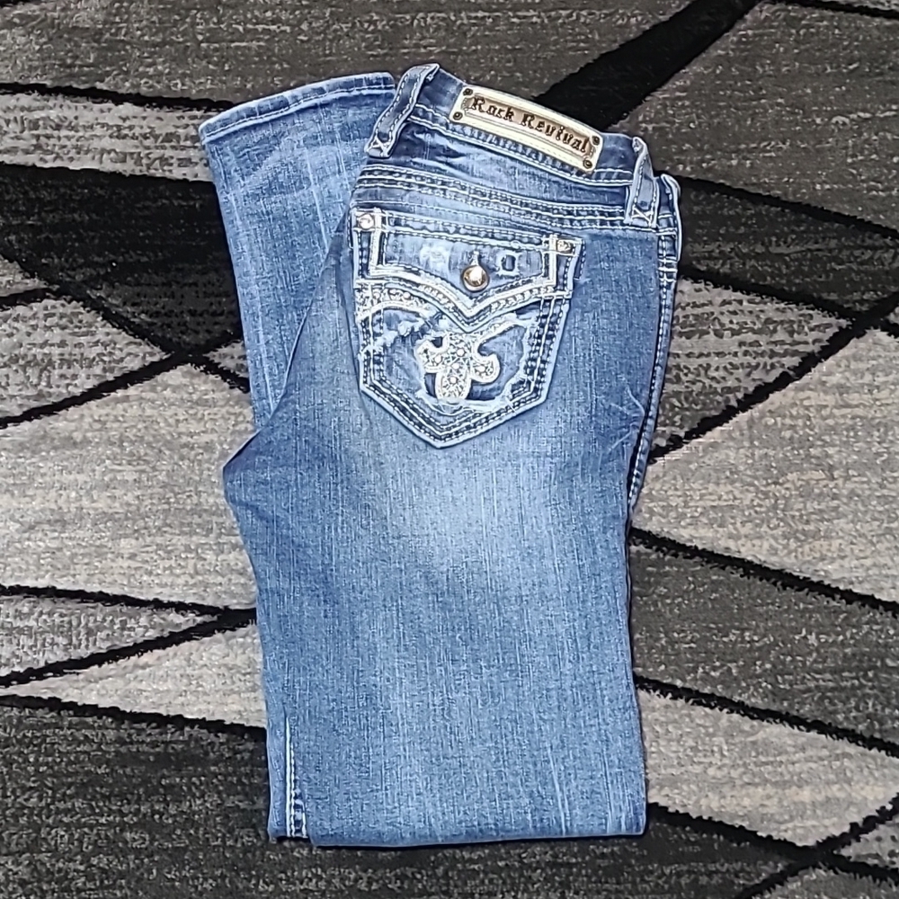 ROCK REVIVAL ABREE RHINESTONES EASY-FIT ANKLE SKINNY DENIM JEAN